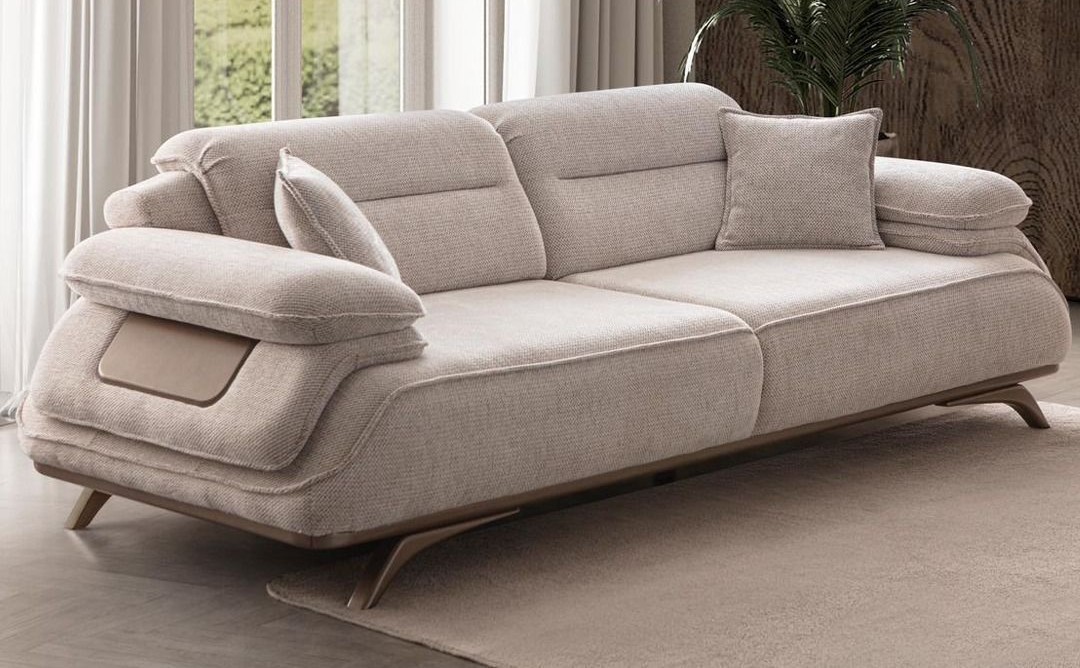 Anza Three Seater Sofa with Wooden Base